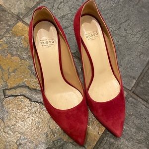 Francesco Russo Red Suede Pump Heel